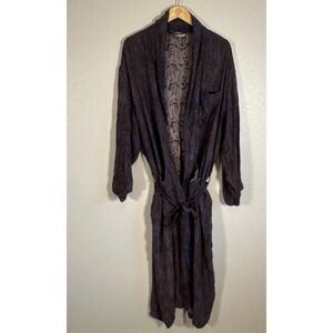 VTG Y2K Max Deco Robe Multicolored 100% Silk SZ L/XL Paisley Belt Pockets Retro